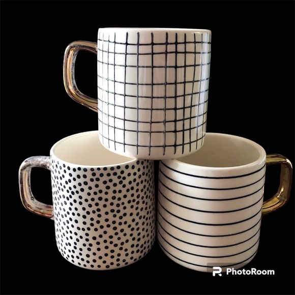 thyme & table Kitchen Three Thyme Table Mugs Black White And Gold Poshmark